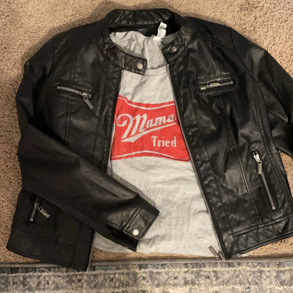 JouJpu biker faux leather bomber jacket xlarge like new
